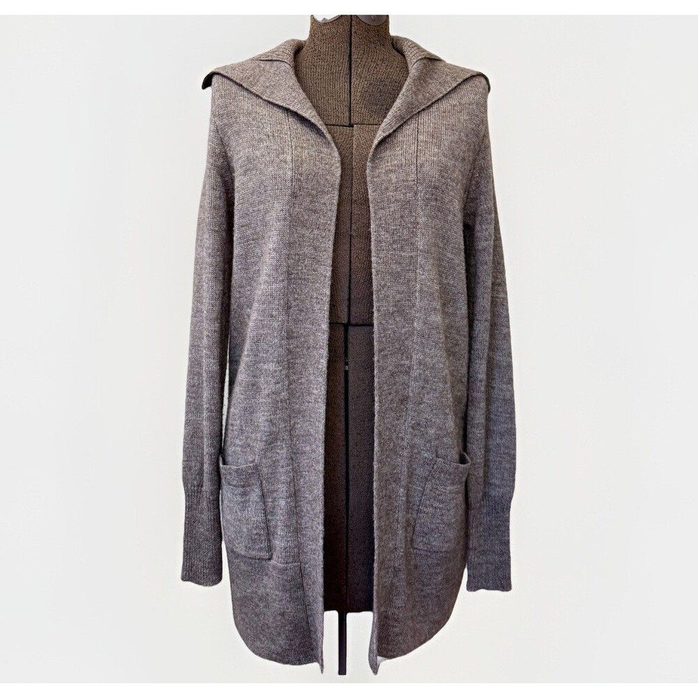 J. Crew M Alpaca Wool Blend Longline Shawl Collar Cardigan Duster Open Sweater